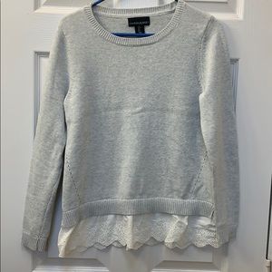 Cynthia Rowley knitted sweater with lace trim.